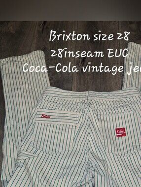 Brixton White Shorts with Teal Vertical Stripes